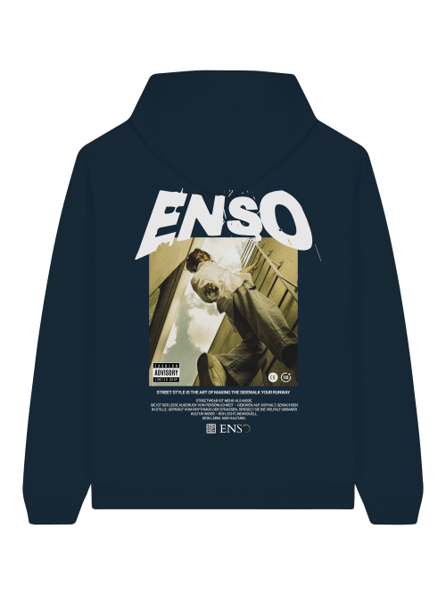 ENSO JŌ Yin-Yang Hoodie – 100 % Bio-Baumwolle, 350 GSM, Unisex Streetwear, Detail JŌ Yin-Yang Print (陰陽) – klare Kanten, hoher Kontrast, ENSO