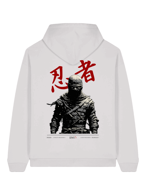 ENSO NINJA Hoodie – 100 % Bio-Baumwolle, 350 GSM, oversized Streetwear mit minimalem Ninja-Print