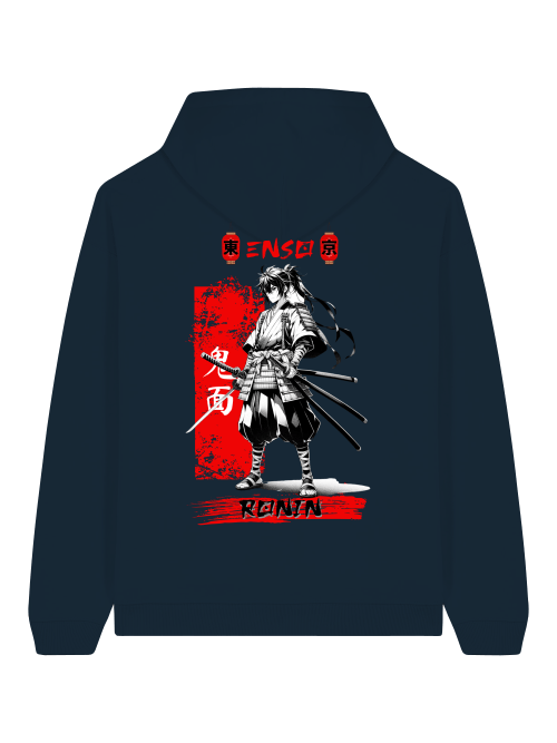 ENSO RONIN Hoodie – 100 % Bio-Baumwolle, 350 GSM, Unisex Streetwear mit Ronin-Print