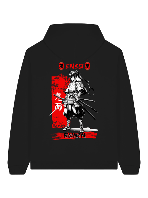 ENSO RONIN Hoodie – 100 % Bio-Baumwolle, 350 GSM, Unisex Streetwear mit Ronin-Print