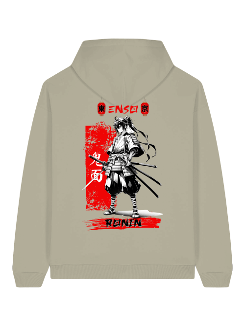 ENSO RONIN Hoodie – 100 % Bio-Baumwolle, 350 GSM, Unisex Streetwear mit Ronin-Print